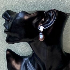 Sterling Silver Baroque Peacock Pearl Earrings